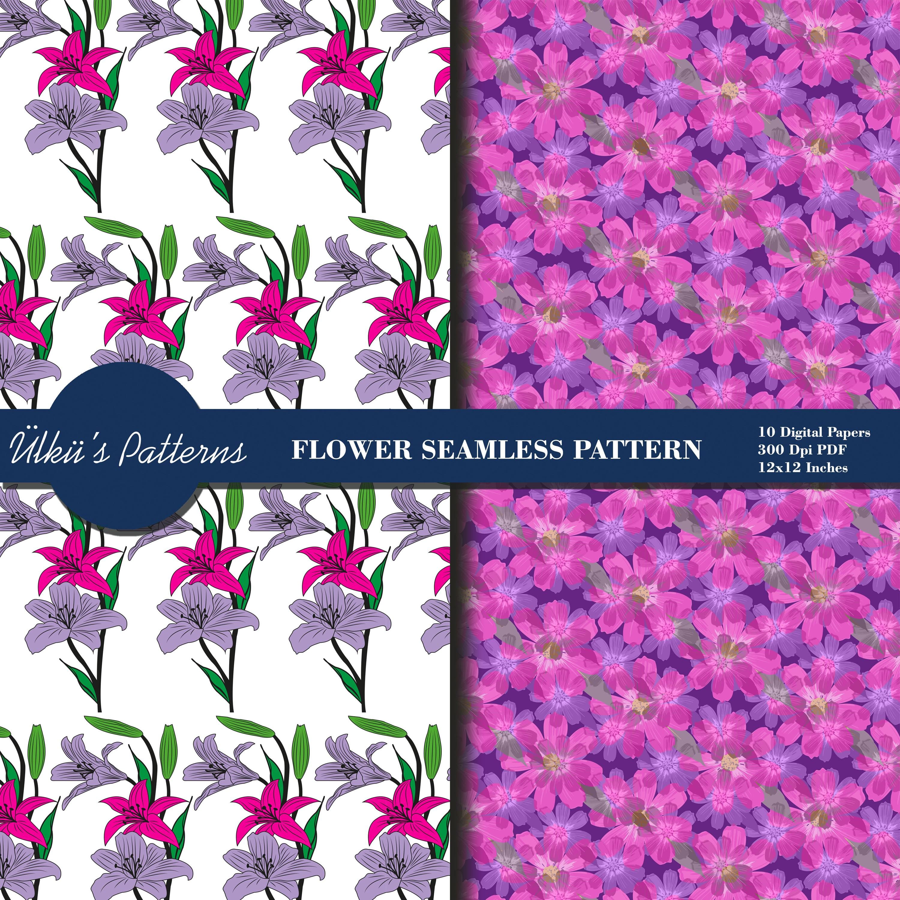 Flower Seamless Pattern,flower Pattern Digital Paper Pack,flower ...