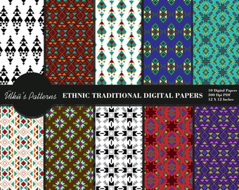 May include: Ten digital papers with geometric patterns in various colors, including red, blue, green, black, white, and brown. The papers are 12 inches by 12 inches and 300 dpi.