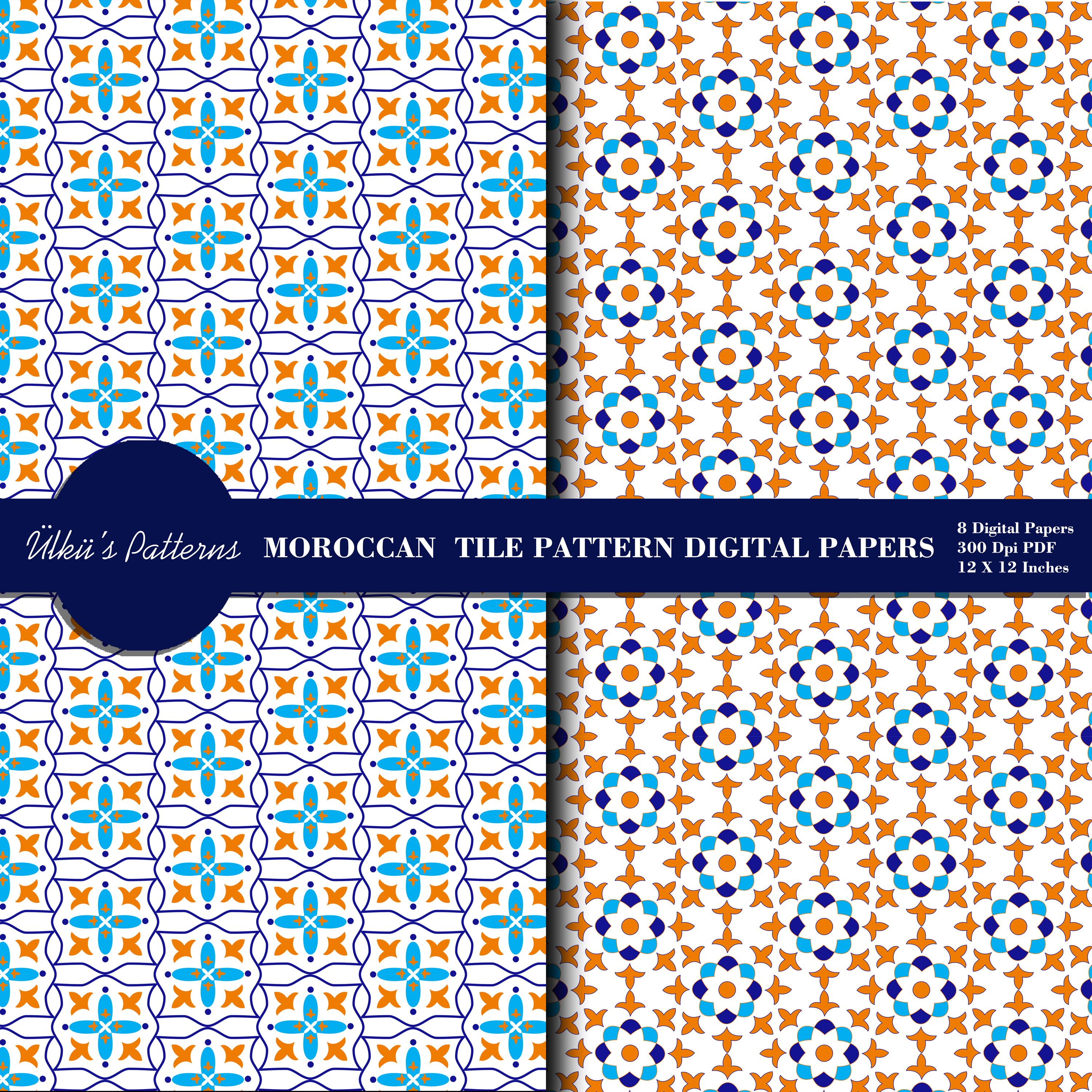 Moroccan Tile Pattern Digital Papers,traditional Style Pattern, Iznik ...