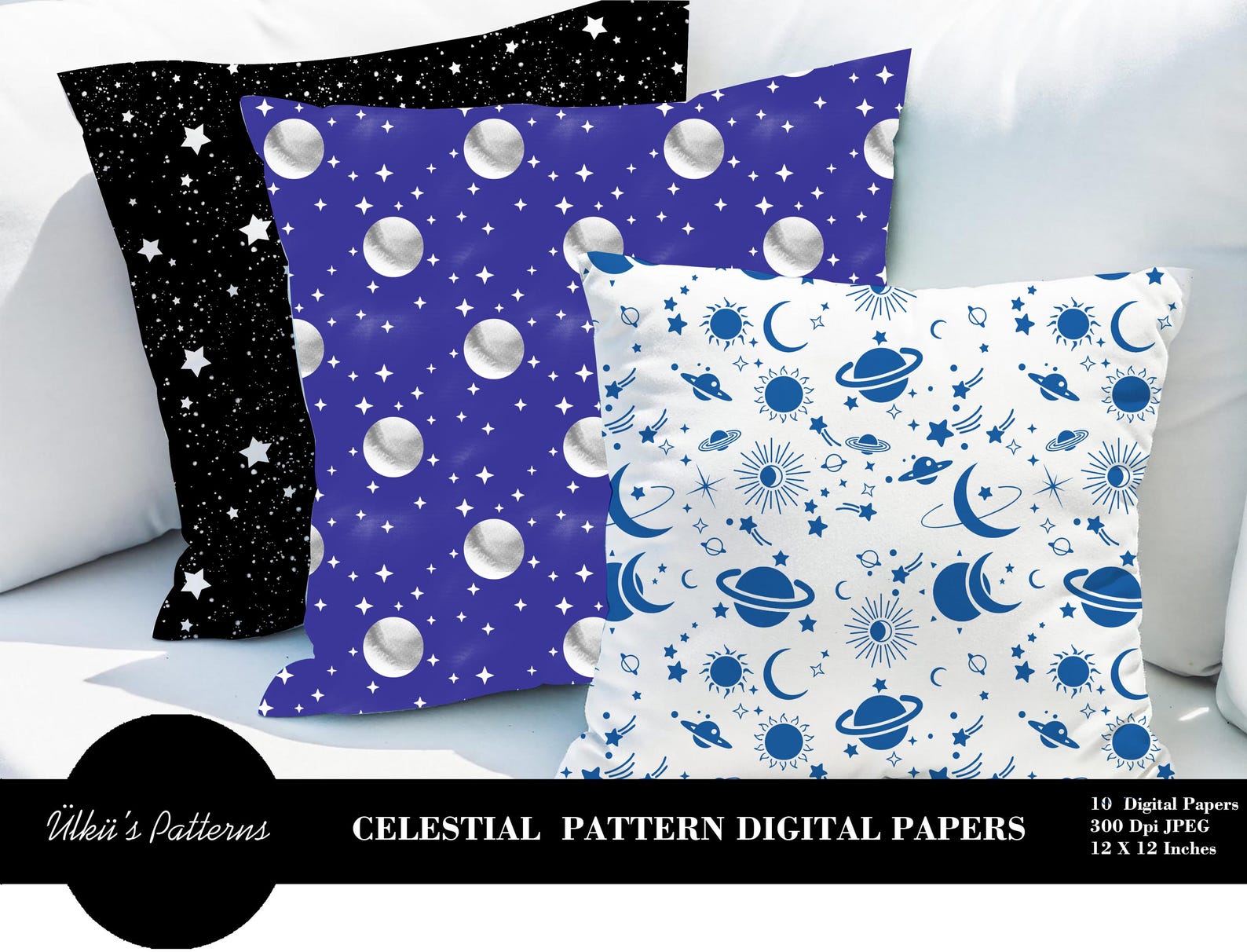 Celestial Pattern Digital Papers,zodiac Seamless Patterns,sky ...