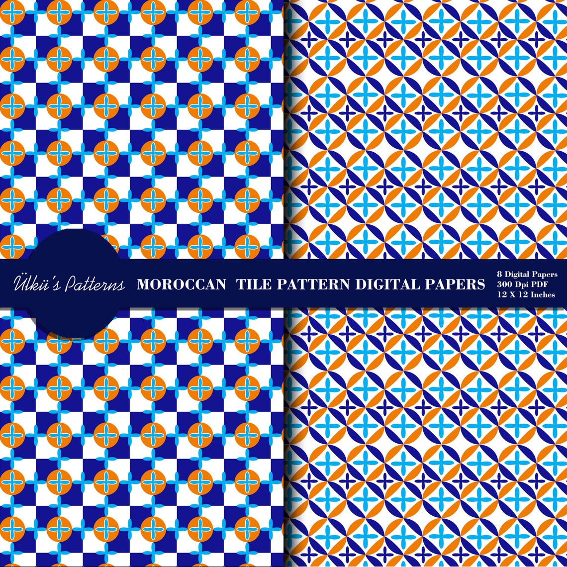Moroccan Tile Pattern Digital Papers,traditional Style Pattern, Iznik ...