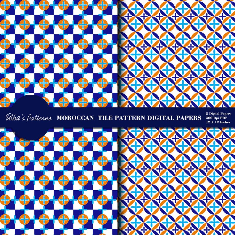 Moroccan Tile Pattern Digital Papers,traditional Style Pattern, Iznik ...