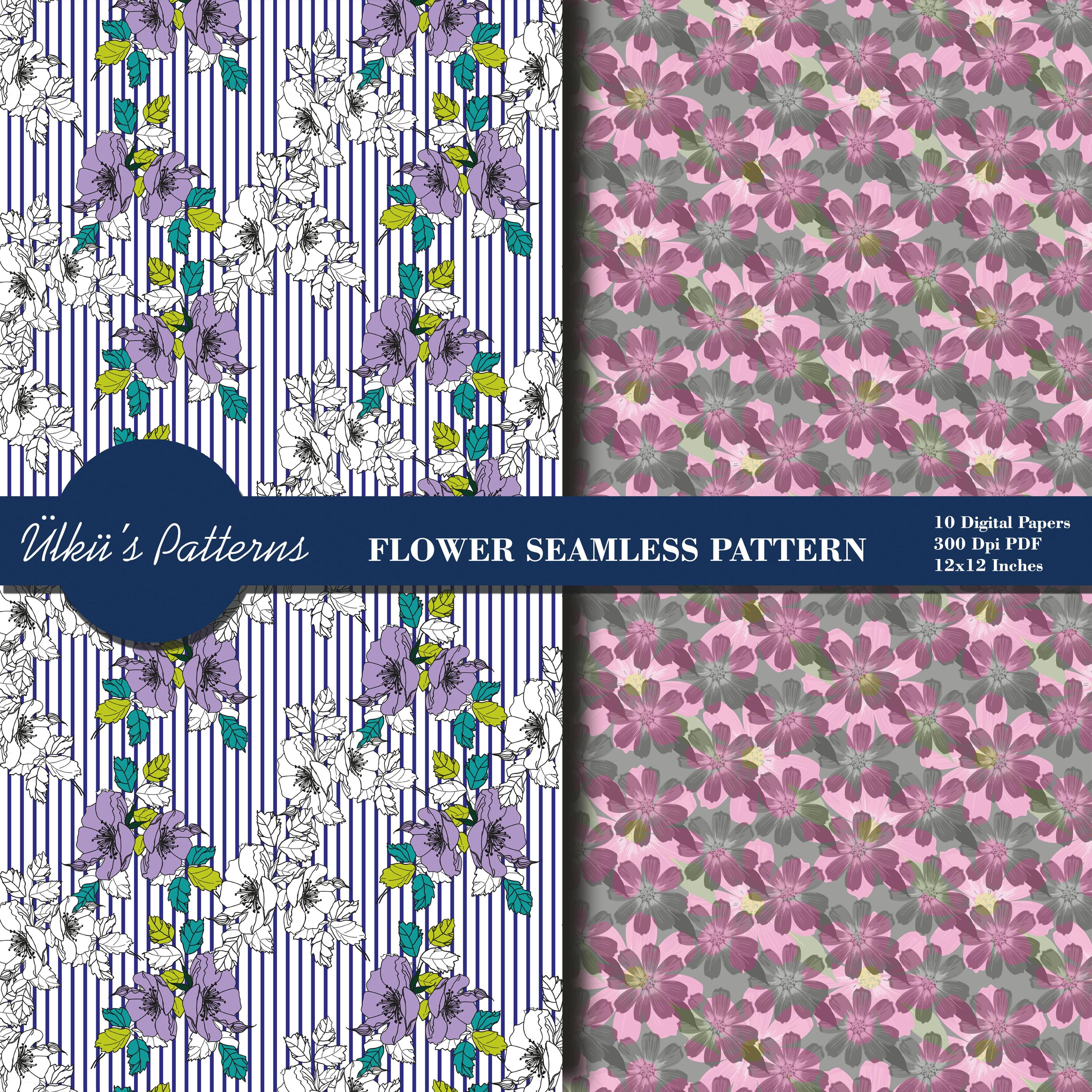 Flower Seamless Pattern,flower Pattern Digital Paper Pack,flower ...