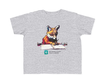 Fox Writing Book Toddler Tee - Library Kids Shirt, Cotton Tshirt