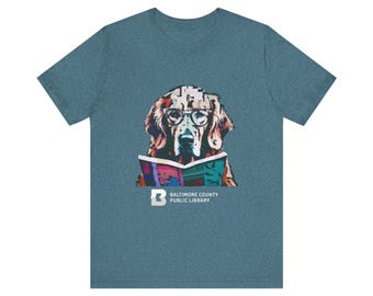 Book-Loving Dog Unisex Tee – Library Support, Airlume Cotton