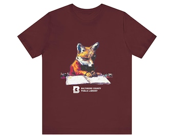 Library Fox Unisex Tee – Airlume Cotton, Literary Gift Shirt