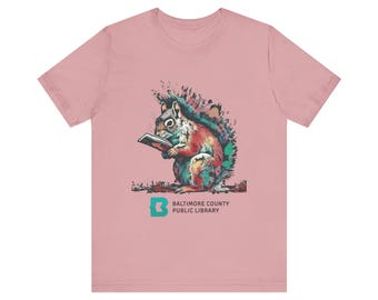 Go Nuts for Reading! - Book-Loving Squirrel Unisex Tee – Library Support, Airlume Cotton