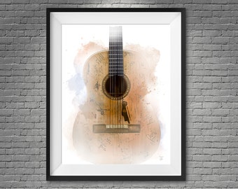 Trigger - Willie Nelsons Signatur Martin N-20 | Aquarell malerei für digitalen Download