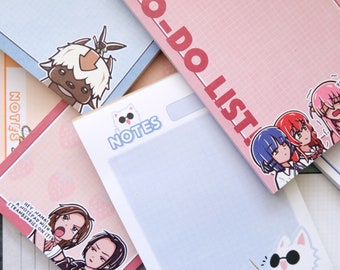 Anime Notepads (Wave 2): Nana, Gojocat, Sky Bison, Ghosties (50 PAGES, NON-STICKY)