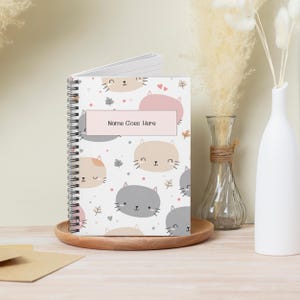 Custom Cat Name Notebook - Personalized Cute Cat Journal, Gift for Cat Moms & Pet Lovers, Spiral Kawaii Notebook