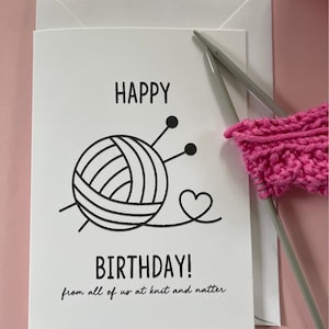 Knit and Natter Karte zum Geburtstag