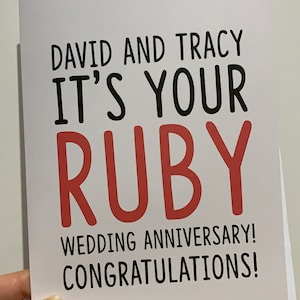 Anniversaire de mariage rubis | Carte d'anniversaire de mariage personnalisée