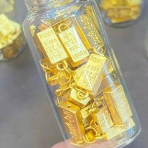 Gold bar pendant, pure gold 99.99%, weight 0.20-0.25 grams