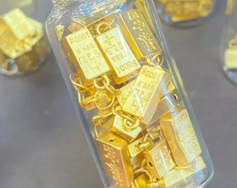 Gold bar pendant, pure gold 99.99%, weight 0.18-0.2 grams