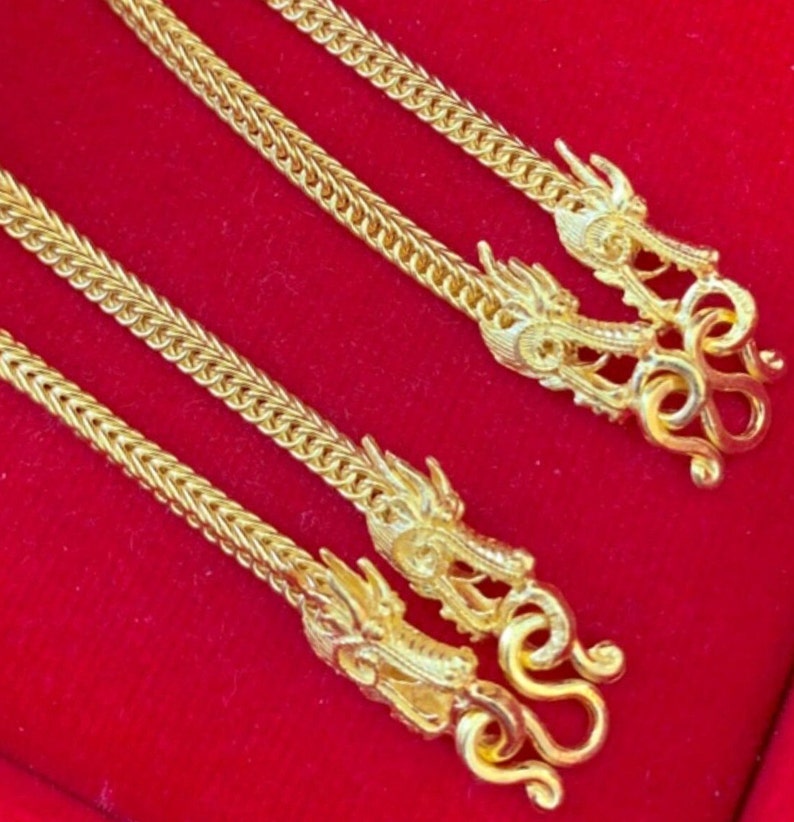 15.16g.real GOLD Necklace Dragon Pattern Two Dragon Heads Etsy UK