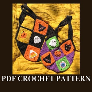 Trick or Treat Tote Bag Crochet Pattern | English PDF Instant Download, Advanced Beginner / Intermediate, halloween purse