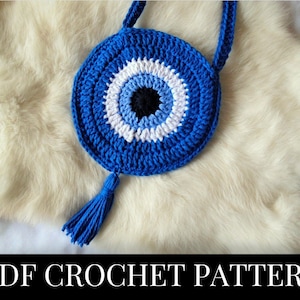 Evil Eye Bag Crochet PATTERN, Beginner PDF Instant Download, English + Spanish, Nazar, Protection Charm, Festival Purse