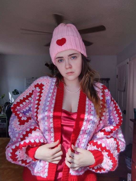 Handmade Crochet Cardigan Oversized Sweater Valentines Day - Etsy