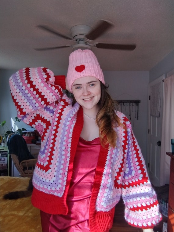 Handmade Crochet Cardigan Oversized Sweater Valentines Day - Etsy