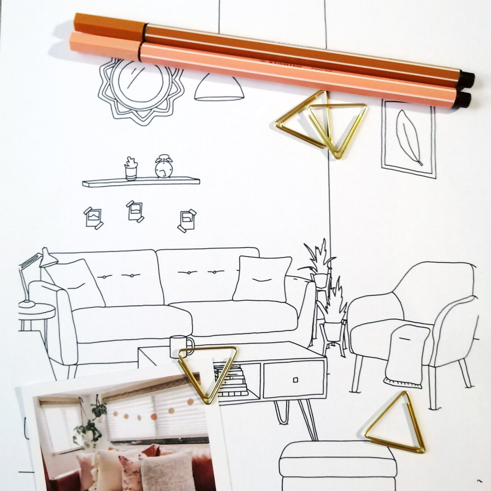 Living Room Colouring Page Digital Download Interior | Etsy