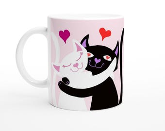 Loving Duo Cats | White 11oz Ceramic Mug