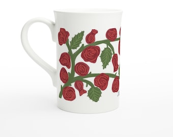 June - Rose - Birth Month Flower | White 10oz Porcelain Slim Mug