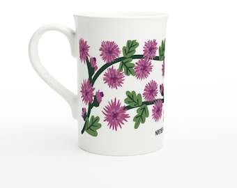 November - Chrysanthemum - Birth Month Flower | White 10oz Porcelain Slim Mug