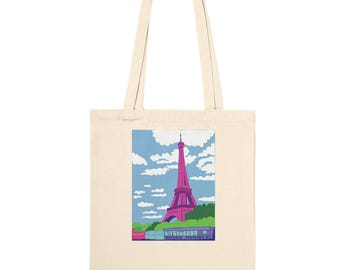 Pink Eiffel Tower - France | Premium Tote Bag Natural