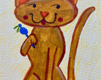 Writer Cat Watercolor | Fine Art Poster
