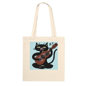 Guitar Playing Cat | Premium Tote Bag Natural