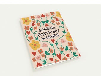 Sending Birthday Wishes Floral | Pack of 10 Greeting Cards (US & CA)