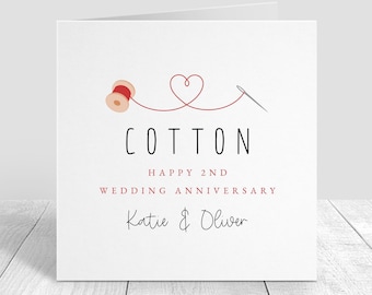 Personalized Cotton Anniversary Card: 2 Year Wedding
