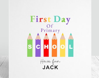 First Day Of School Card, personalised with name