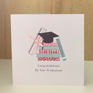 Graduation card with pink bow