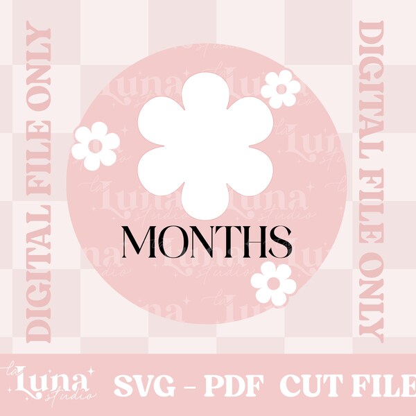 Baby Milestone SVG Cut File, Daisy Baby Milestone Disc, Baby Photo Prop SVG, Personalized Baby Milestone Cut File, Baby Month Cut File,