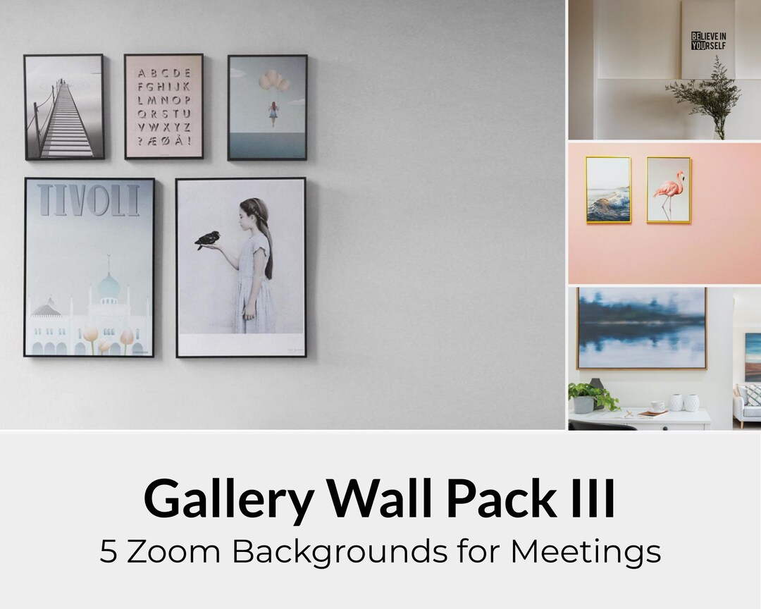 Gallery Wall Zoom Background Pack III for Online Meetings, Virtual
