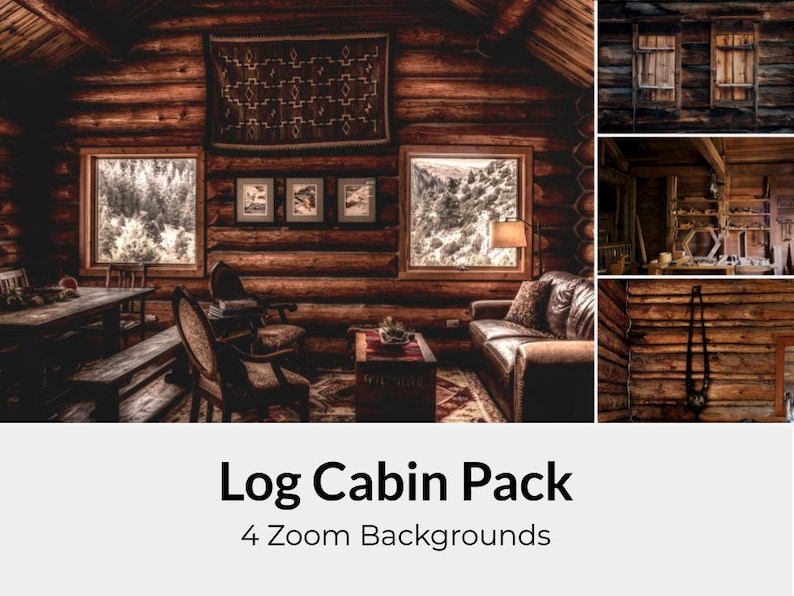 Log Cabin Zoom Background Pack Instant Download Virtual Etsy
