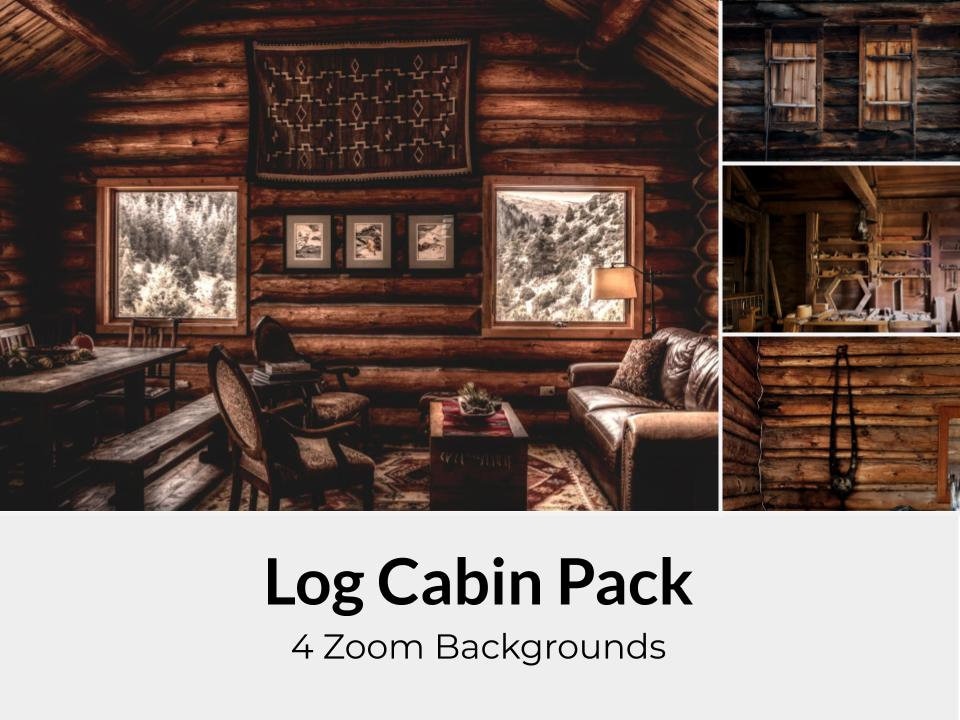 Log Cabin Zoom Background Pack Instant Download Virtual Etsy UK