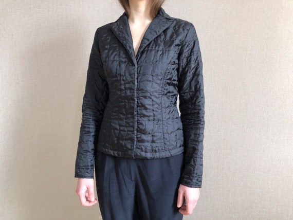 Vintage Anne Fontaine Black Quilted Shirt Size 1 … - image 1