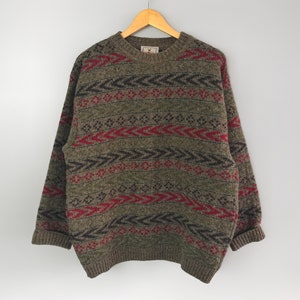 Rare Vintage OLIVER By VALENTINO 100% WOOL Multicolor Knit Grandpa Sweater Made In Italy Size S-M