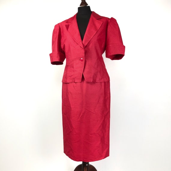 YVES SAINT LAURENT Vintage Red Two Pieces Skirt S… - image 1