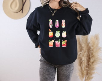 NEW Cocktail Sweatshirt, Cocktail Drinks, Cocktails Crewneck, Variety Cocktails, Tropical Cocktails, Drinking Sweatshirt, Gift For Her