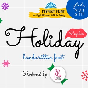 WK Holiday Font - Digital font - Neat handwriting font for note-taking- study notes - GoodNotes - digital planner - Cute font
