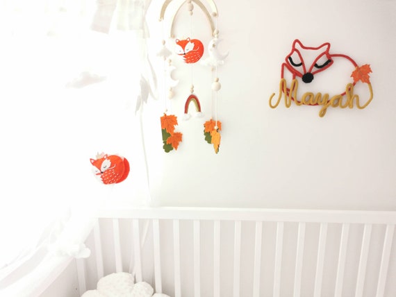 Mobile Bebe Renard Et Feuilles Automne Etsy
