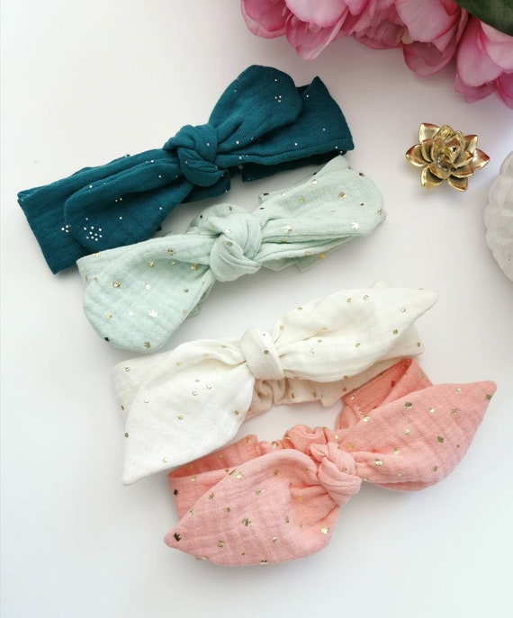 Bandeau Noeud Headband Bebe Fille Double Gaze De Coton Etsy