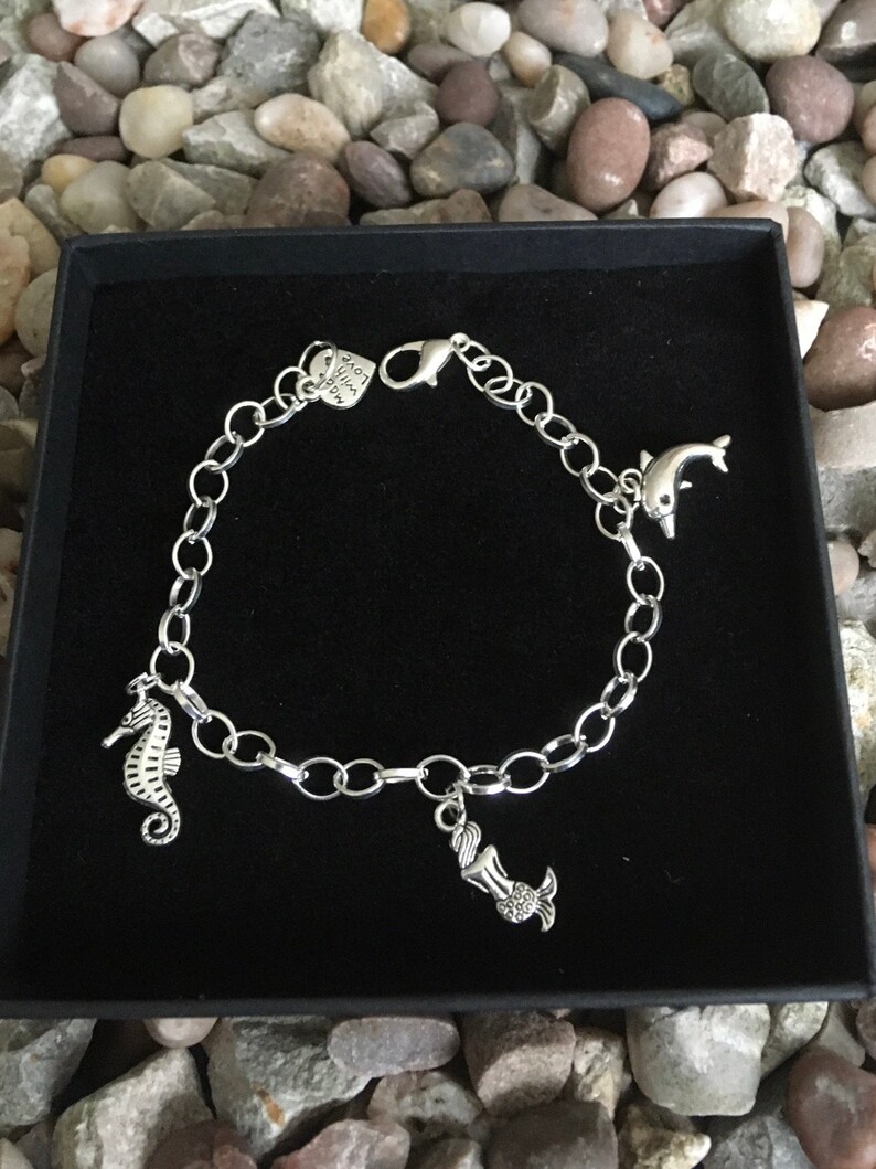 Mermaid Charm Bracelet, Sea Life, Sea Creatures. Little Mermaid. Etsy UK