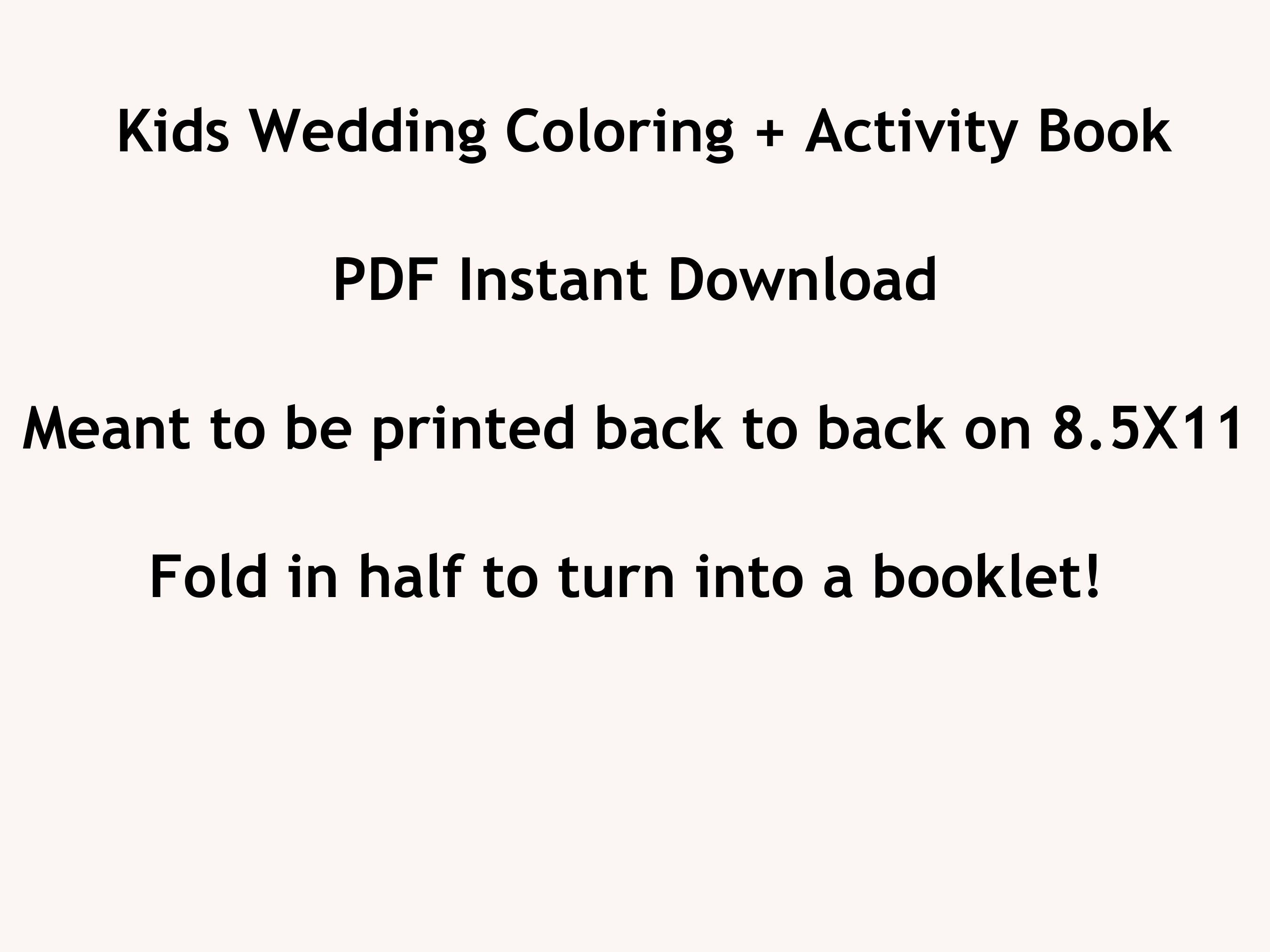Printable Kids Wedding Activity Book, Wedding Busy Book, Instant Download PDF Wedding Activity ...