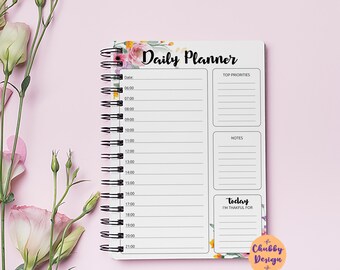 Floral Daily Planner Printable, Daily Planner Page, Day Planner By Hour, Daily Planner PDF, Hourly Daily Planner, Printable Planner