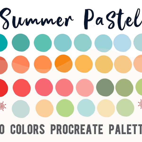 Summer Pastel Color Palette Set for Procreate | iPad, Digital Color, Color Swatches, Palette Swatches, Procreate Palette, Instant Download