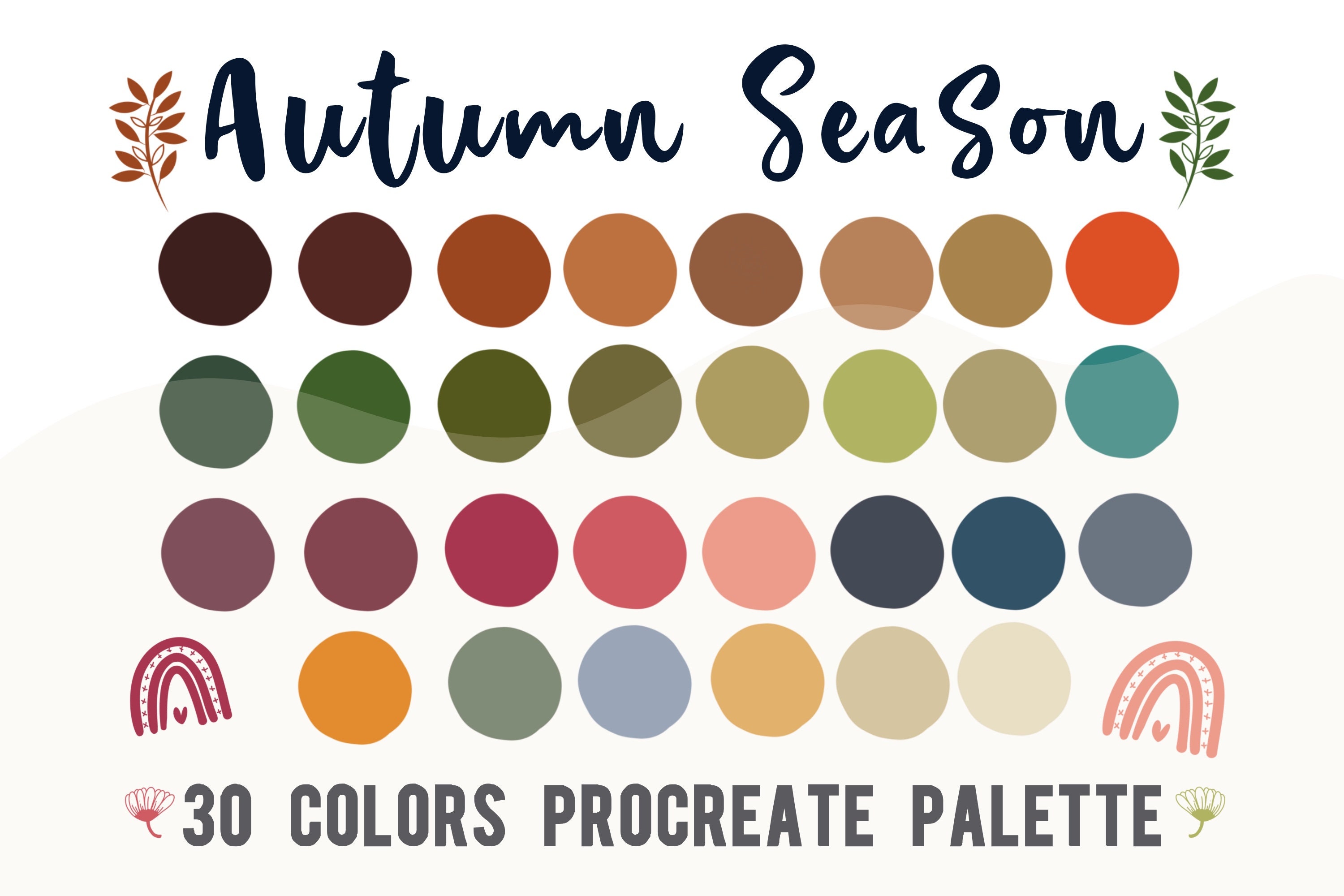 Autumn Season Color Palette Set for Procreate iPad Digital | Etsy